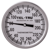 Tel-Tru Back Connected Industrial Bimetal Thermometer, 1-3/4" and 2"
